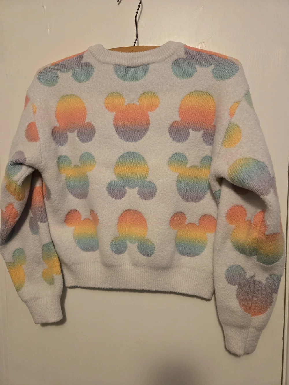 Disney Girls Minnie Mouse Cozy Holiday Rainbow Ombre Knit Sweater Size XL 14/16